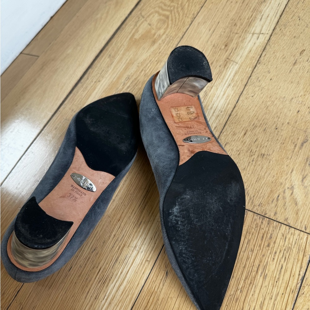 Sarah Flint Perfect Emma Charcoal Suede Pointed Block Heel Pumps - Picture 8 of 11